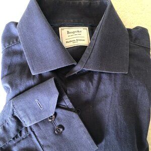 Bespoke Madison Avenue Trim Fit  Shirt Size 15.5  34/35, Color Navy Blue